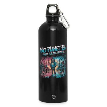 No Planet B – Lutte pour l’avenir - Gourde en inox avec mousqueton 750 ml - noir - Devant