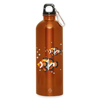 Zwei Clownfische – Geometrische Ozeanillustration - Trinkflasche mit Karabiner 750 ml - Orange - Vorne
