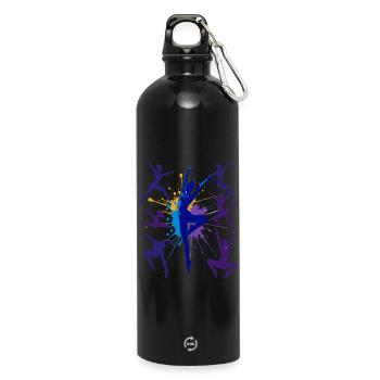 Gymnastics Gymnastics Acrobatics Artistic Gymnastics - Water Bottle with carabiner 750 ml - black - Front