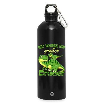 Announcing offspring | I'll be a big brother in 2027 - Water Bottle with carabiner 750 ml - black - Front
