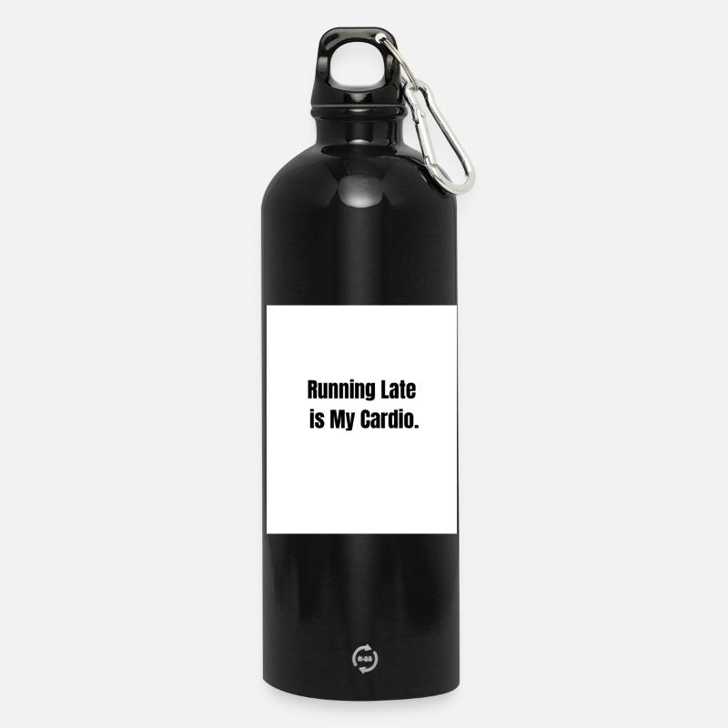 Spät dran – Fitnesslevel: Null - Trinkflasche mit Karabiner 750 ml - Schwarz