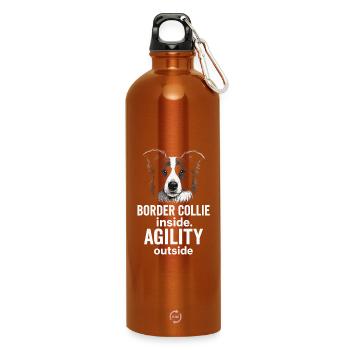 Border Collie Agility Dog Sport Dicton - Gourde en inox avec mousqueton 750 ml - orange - Devant
