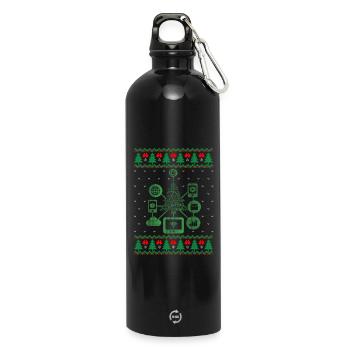 IT XMAS – Lustiger Nerd-Weihnachten - Trinkflasche mit Karabiner 750 ml - Schwarz - Vorne