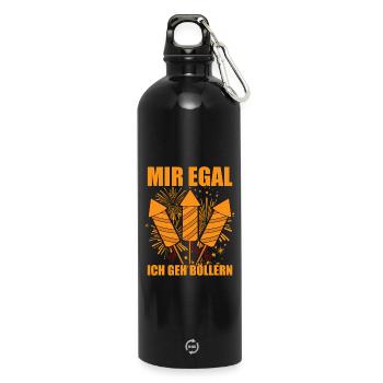 Je m’en fiche, j’y vais des pétards, des pyrotechniciens, des feux d’artifice - Gourde en inox avec mousqueton 750 ml - noir - Devant