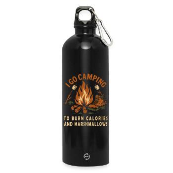 I Go Camping To Burn Calories Camper Van Adventure - Trinkflasche mit Karabiner 750 ml - Schwarz - Vorne