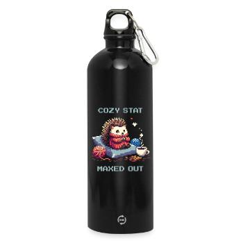 Comfort stat fully charged - Water Bottle with carabiner 750 ml - black - Front