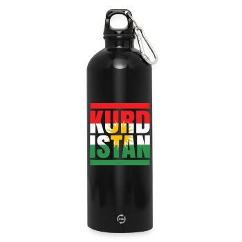 Drapeau du Kurdistan avec motif soleil - Gourde en inox avec mousqueton 750 ml - noir - Devant