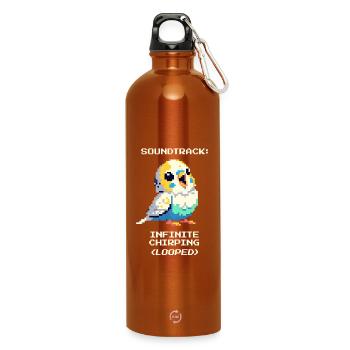 Soundtrack: Endloses Zwitschern | Wellensittich - Trinkflasche mit Karabiner 750 ml - Orange - Vorne