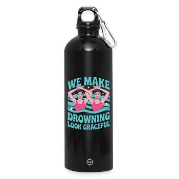 Synchronschwimmen Kunstschwimmen Wassersport - Trinkflasche mit Karabiner 750 ml - Schwarz - Vorne