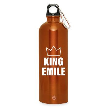 Emile Name mit Buchstabe E - King Crown Shirt - Trinkflasche mit Karabiner 750 ml - Orange - Vorne
