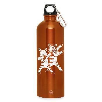 Lustige Tanzende Zebras Dabbing - Trinkflasche mit Karabiner 750 ml - Orange - Vorne