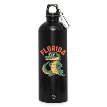 Florida Alligator - Trinkflasche mit Karabiner 750 ml - Schwarz - Vorne