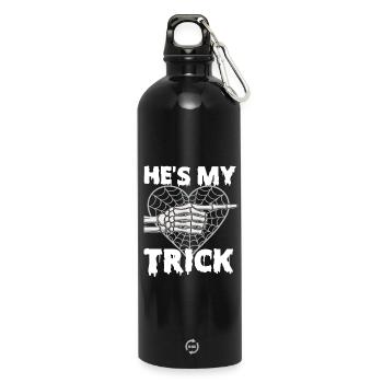 Er ist mein Trick lustiges Halloween-Paar - Trinkflasche mit Karabiner 750 ml - Schwarz - Vorne