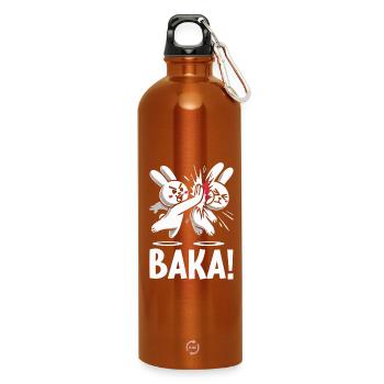 Get Out Unnecessary Social Contact Baka Anime - Water Bottle with carabiner 750 ml - burnt orange - Front