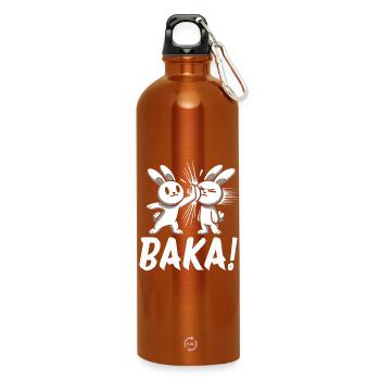 Get Out Unnecessary Social Contact Baka Anime - Water Bottle with carabiner 750 ml - burnt orange - Front