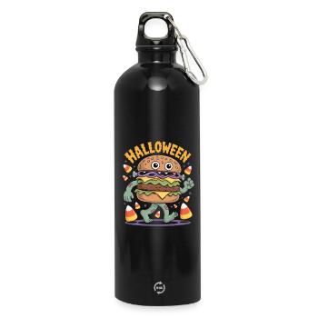 Monstre de burger zombie d’Halloween avec des bonbons au maïs - Gourde en inox avec mousqueton 750 ml - noir - Devant
