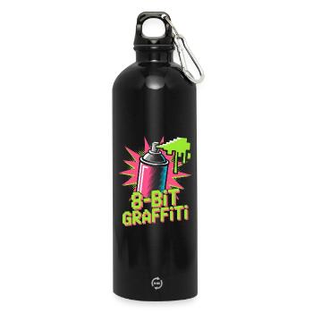 8-bit Graffiti Pop Culture Rétro Jeu vidéo - Gourde en inox avec mousqueton 750 ml - noir - Devant