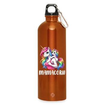 Mamacorn Mama Licorne Mère Dames Look assorti - Gourde en inox avec mousqueton 750 ml - orange - Devant