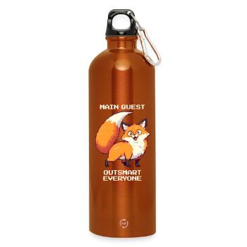 Main Quest: Outsmart Everyone | derpy fox - Water Bottle with carabiner 750 ml - burnt orange - Front