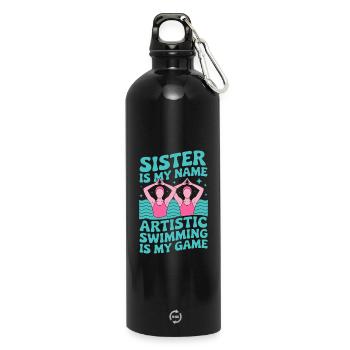 Synchronschwimmen Kunstschwimmen Wassersport - Trinkflasche mit Karabiner 750 ml - Schwarz - Vorne