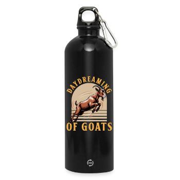 Funny Farm Animal Goat - Water Bottle with carabiner 750 ml - black - Front