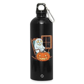 Fantôme dans la lueur de la citrouille - Gourde en inox avec mousqueton 750 ml - noir - Devant