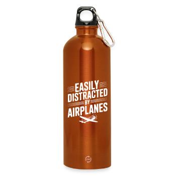 Facilement distrait par les avions - Gourde en inox avec mousqueton 750 ml - orange - Devant