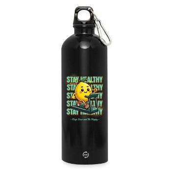 Limonade Lemonade Zitronen Design Stay Healthy - Trinkflasche mit Karabiner 750 ml - Schwarz - Vorne