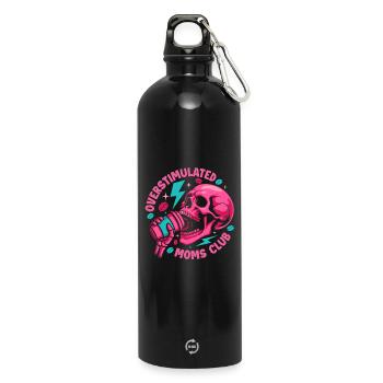 Overstimulated Moms Club Coffee Humor - Water Bottle with carabiner 750 ml - black - Front