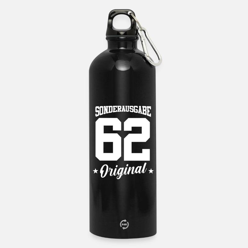 62 Anniversaire - Gourde en inox avec mousqueton 750 ml - noir
