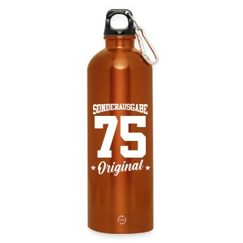 75 Birthday - Water Bottle with carabiner 750 ml - burnt orange - Front