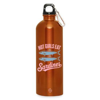 Sardines Pop Art Text - Water Bottle with carabiner 750 ml - burnt orange - Front
