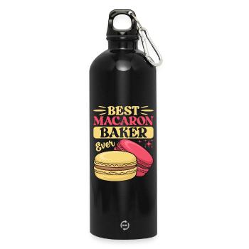 Macaron French Desserts - Water Bottle with carabiner 750 ml - black - Front