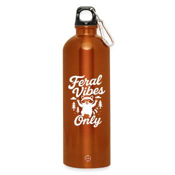 Feral Vibes Only Raccoon Humour Citation Tee - Gourde en inox avec mousqueton 750 ml - orange - Devant