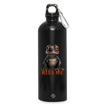 FROSCH KISS ME - Trinkflasche mit Karabiner 750 ml - Schwarz - Vorne
