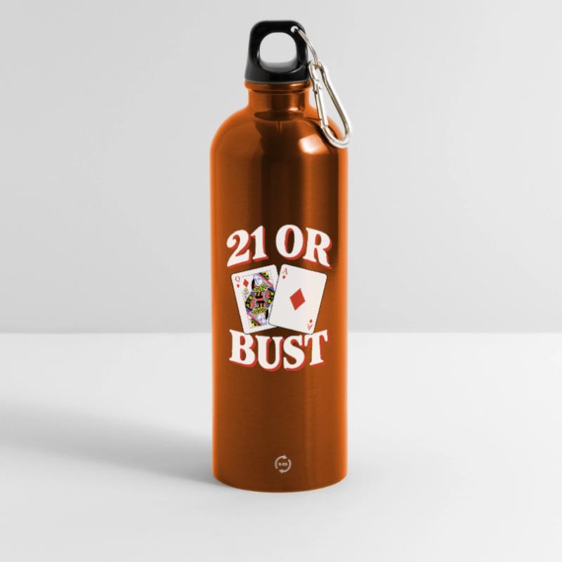 21 Oder Bust Poker Kartendesign Trinkflasche mit Karabiner 750 ml