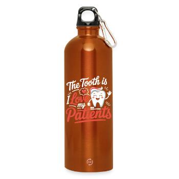 Zahnärztliche Liebe: Meine Patienten - Trinkflasche mit Karabiner 750 ml - Orange - Vorne
