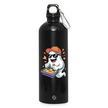 Retro Gamer Halloween Fantôme - Gourde en inox avec mousqueton 750 ml - noir - Devant