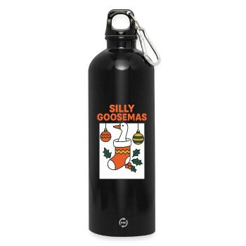 Silly Goosemas Lustige Weihnachtsmann-Weihnachtsgans - Trinkflasche mit Karabiner 750 ml - Schwarz - Vorne