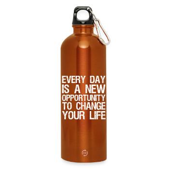 Chaque jour est une nouvelle occasion de changer de vie - Gourde en inox avec mousqueton 750 ml - orange - Devant