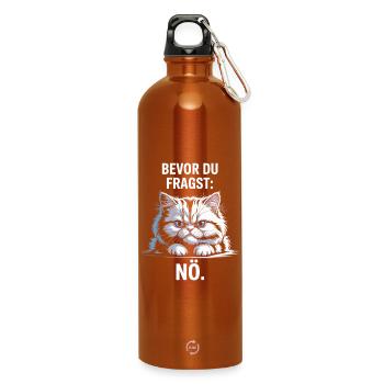 Before you ask: Nope, cat, morning grouch, no cats - Water Bottle with carabiner 750 ml - burnt orange - Front