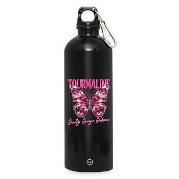 Birthstone Tourmaline October - Water Bottle with carabiner 750 ml - black - Front