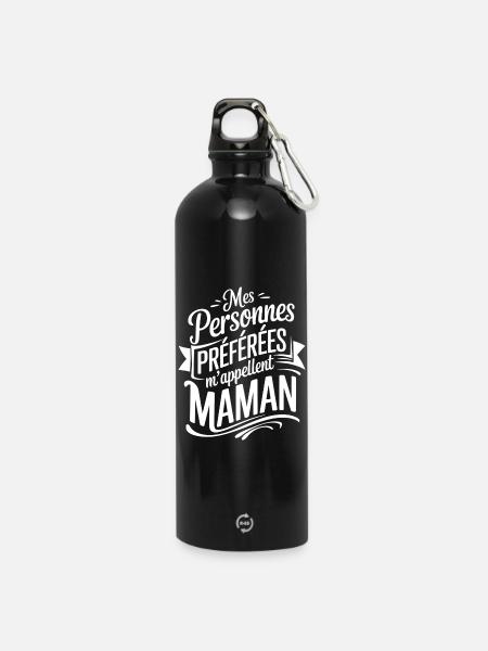Meine Lieblingsmenschen nennen mich Mama - Trinkflasche mit Karabiner 750 ml - Schwarz