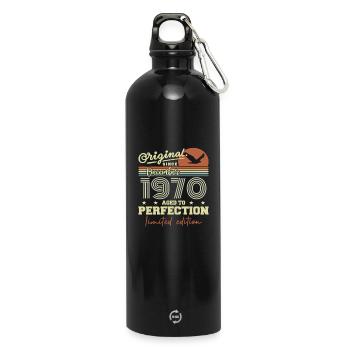 55th Anniversary | Original December 1970 - Water Bottle with carabiner 750 ml - black - Front
