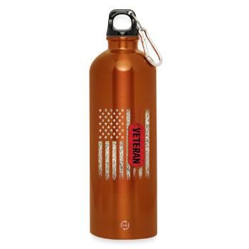 US Veteran Dog Tag Flagge Retro Look - Trinkflasche mit Karabiner 750 ml - Orange - Vorne