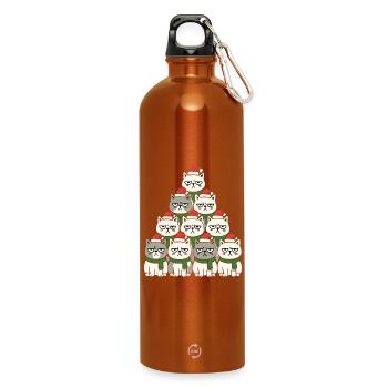  Grumpy Christmas Cats – Lustiges Katzen - Trinkflasche mit Karabiner 750 ml - Orange - Vorne