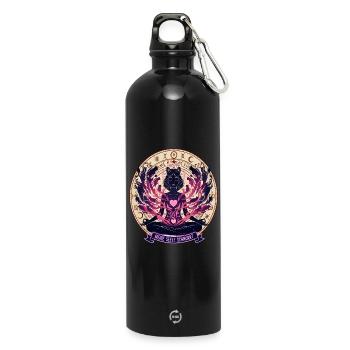 My Soul Purrs - Mystic Cat - Water Bottle with carabiner 750 ml - black - Front