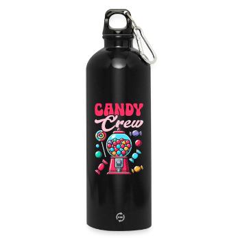 Candy Crew Decoration Candy Lover Sweet Tooth - Water Bottle with carabiner 750 ml - black - Front