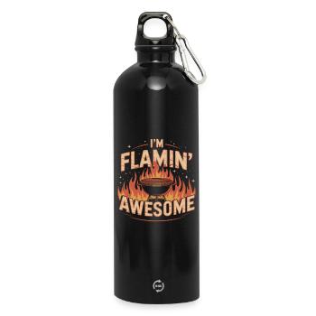 Grillmeister Flamin' Awesome BBQ Design - Water Bottle with carabiner 750 ml - black - Front
