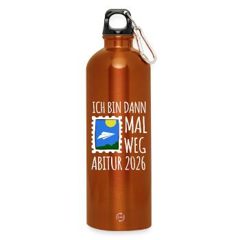 Je serai parti | Abi 26 ans | Cadeau de fin d’études secondaires - Gourde en inox avec mousqueton 750 ml - orange - Devant